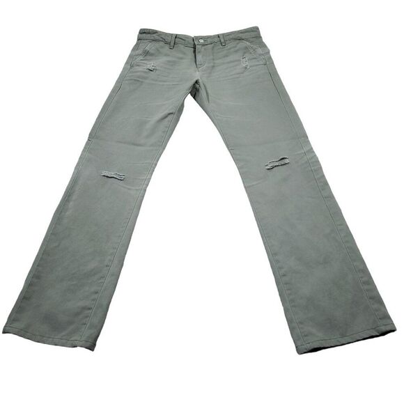 Ag Adriano Goldschmied Tomboy Khaki Boyfriend Distressed Green Pants Size 27 - Picture 1 of 11